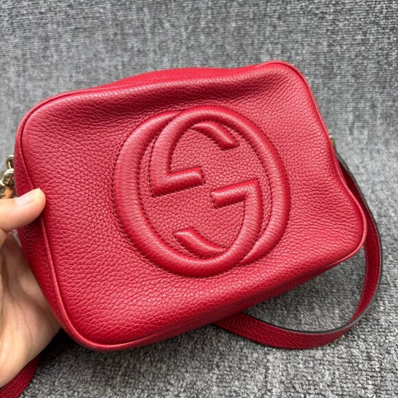 GUCCI Soho red Leather Shoulder Bag 585-083125 - Picture 3 of 14
